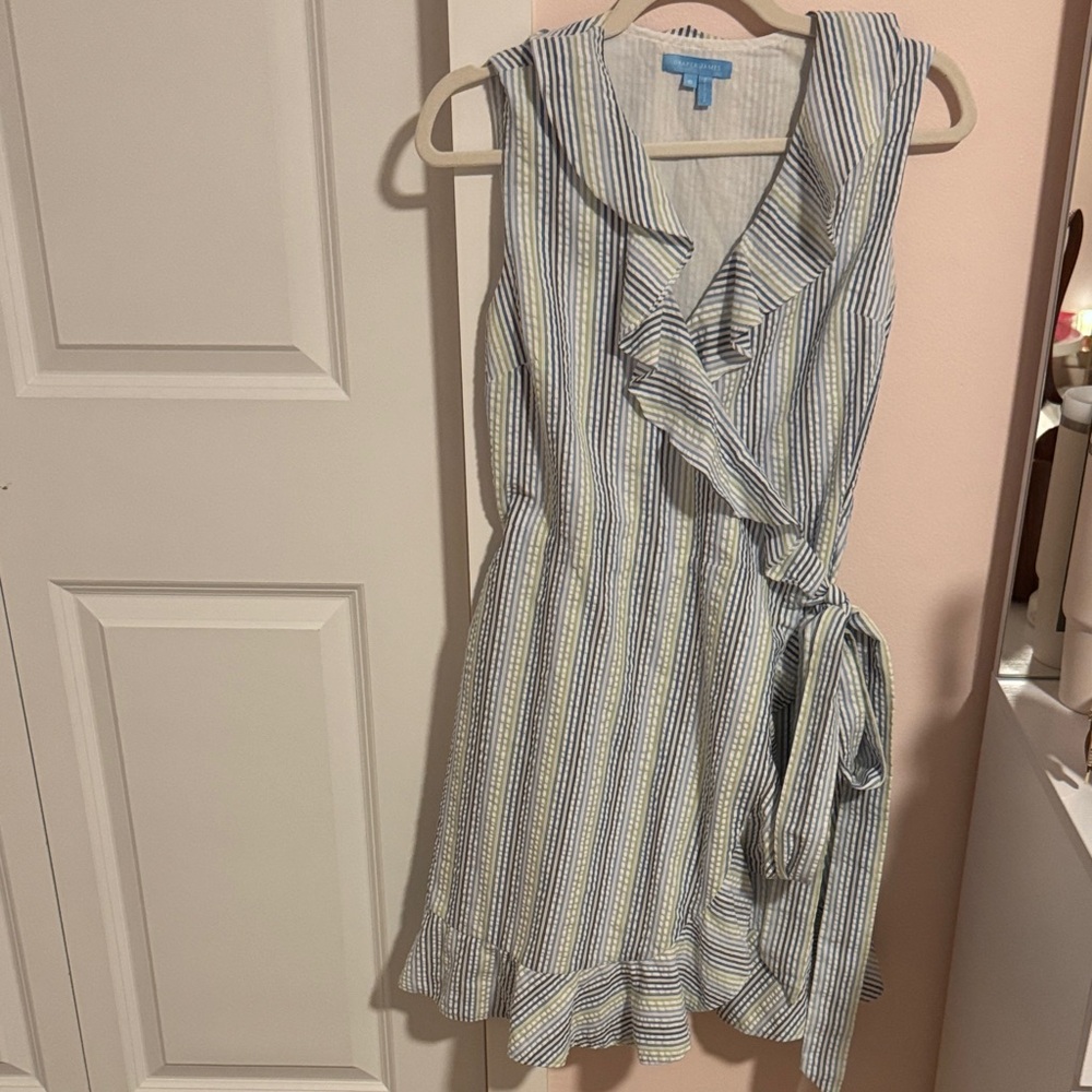 Draper James Blue and White Striped Wrap Dress